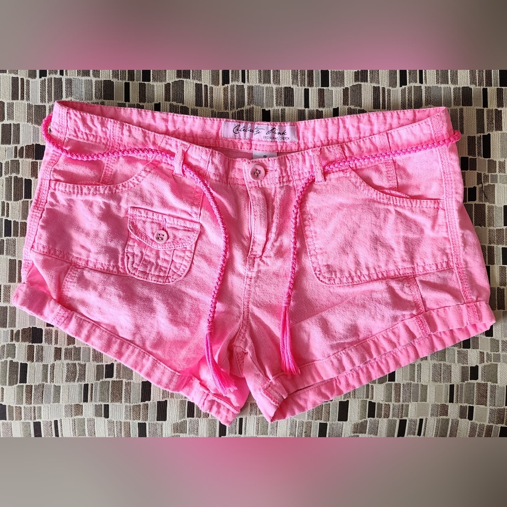 CELEBRITY PINK ORIGINAL DENIM PINK LINEN SHORTS SIZE 9